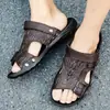 Sandálias Plus Size Verão Masculinas Novas Chinelos Preguiçosos PU Texturizado Desgaste Viagem Dirigir Exterior Praia Sapatos Masculinos