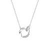 Collar Mobius para Mujer Plata Pura S999 Geométrico Entrelazado Colgante Brillante de Diamante Cadena para Clavícula Joyería de Plata Maciza para el Cuello