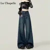 Jeans de Cintura Alta Pierna Ancha para Mujer Talla Pequeña Sueltos Perezosos Dape Pantalones Rectos Retro Primavera y Otoño