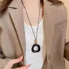 Colar de Madeira Estilo Zen Estilo Chinês para Mulheres Design de Nicho Corrente Versátil para Clavícula Corrente para Suéter Pingente Longo Joia Gargantilha