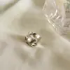 JZ95 anillo de apertura geométrica lisa para mujer s925 plata de ley textura simple industria pesada Corea Puerta Este tendencia viento frío
