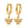 Brincos de aço inoxidável com zircônia série floral para mulheres, fornecimento direto transfronteiriço, fechos de orelha banhados em ouro 18K de luxo leve, brincos modernos e versáteis