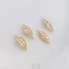 Colgante de Hoja Estéreo con Zirconia Marquise Incrustada Color Protegido Relleno de Oro de 14 Quilates Colgante de Joyería para Pulsera Collar Pendientes DIY