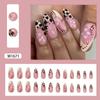 Uñas postizas de comercio exterior con estampado de leopardo francés, uñas postizas con diseño de flor de durazno, piezas extraíbles, parches irregulares simples para uñas