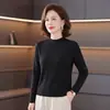 Camiseta interior ajustada de manga larga para adelgazar, nuevo estilo otoño/invierno para madres y mujeres de mediana edad, camiseta de suéter con pedrería para mujer