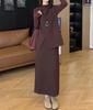 24728 Big Beauty Yiyuan 2024 Outono Nova Base de Rede Camisa Solta Colete Saia Moda Roupas Femininas
