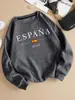 Sudadera Y2K para Mujer con Diseño de Bandera Española Todo Fósforo Holgada Pullover Otoño