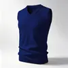 Chaleco de Punto para Hombre Transfronterizo 2026 Otoño Invierno Cálido Sin Mangas Suéter Holgado Cuello en V Tejido