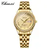 Vendedor Quente Transfronteiriço Calendário Duplo Dia dos Namorados Relógio Luminoso Fabricante Atacado Comércio Exterior Ouro Diamante Incrustado Pulseira de Aço Relógio de Quartzo