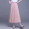 Falda Plisada Reversible de Patchwork de Malla 2025 Primavera Nueva Elegante Versátil de Longitud Media de Cintura Alta Adelgazante