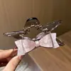 Pinza de Garra Transparente Rosa con Lazo de Cinco Puntas para el Verano para Mujeres Rodete de la Parte Trasera del Cabello Pasador Simple Elegante Accesorio para el Cabello Adorno para la Cabeza