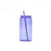 Vaso de vidrio de borosilicato alto transparente simple tipo mason de 16 oz con tapa de color de plástico para sublimación transfronterizo vaso con pajita esmerilado
