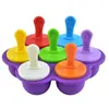 7 Moldes de Silicone Caseiro para Sorvete com Tampa Molde de Sorvete Criativo para Picolé Palito de Queijo de Gelo