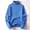 Suéter de punto térmico para hombre, estilo coreano, color liso, marca de moda, suéter de cuello alto, top casual de punto para otoño e invierno