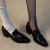 2026 Nuevos Zapatos de Cuero para Mujer Estilo Británico para Viajes Diarios, Zapatos de Salón de Punta Cuadrada con Tacón Grueso y Tacón Bajo, Estilo Coreano