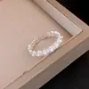 Estilo francês de luxo leve padrão floral anel de pérola vazado toque de luxo alto padrão senso de design do anel joia de mão de nicho mulheres