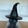 2026 Halloween Transfronteiriço Resina Crânio Gótico Chapéu de Bruxa Luminária Noturna Ornamento Decorativo Criativo para Casa e Desktop