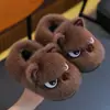 Pantuflas de algodón de invierno para niños y niñas, cálidas, de felpa, con suela gruesa, antideslizantes, de pelo para casa, para padres e hijos, con talón cubierto