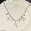Collar de Estrella de Zircón Dulce y Fresco para Mujer, Cadena de Clavícula Estrellada de Nicho de Lujo Ligero, Accesorio Gargantilla con Borla de Pentagrama
