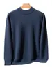 Nuevo suéter de cachemira para otoño e invierno para hombre, jersey, color liso, cuello semi-alto, suéter de lana, estilo de negocios, talla grande, suéter de capa base