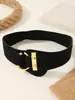 Cinturón ancho de gamuza sintética estilo europeo y americano para mujer, con hebilla metálica, perfecto como accesorio de moda otoño/invierno, y disponible para personalización ODM