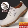Zapatos de Hombre Primavera y Verano Nuevos de Moda Zapatos Blancos Zapatos Casuales para Hombre Zapatos de Cuero Transpirables Suela Suave Zapatos Estilo Coreano para Hombre