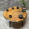 Mesa de Té de Madera de Alcanfor Talla de Raíz Madera Maciza Mesa de Café Pequeña Estilo Shaji B&B Sala de Estar Ventana Saliente Tatami Mesa Pequeña