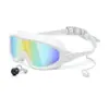 Gafas de natación para adultos con marco grande electrochapado transfronterizo personalizadas para hombres y mujeres, impermeables antivaho de alta definición con tapones para los oídos integrados