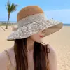 Chapéu de Palha com Renda Pequena Margarida Verão Feminino Respirável Chapéu de Sol Lafite Aba Larga Chapéu Protetor Solar de Praia