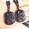Nuevo estilo de imitación de obsidiana esmerilada, colgante del zodíaco, collar de cuentas de la suerte, mono del zodíaco, collar largo del año del zodíaco