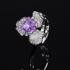 Otoño e invierno Nueva joyería Zhuang Sheng diamante de alto carbono corte Flor de Hielo cobre con incrustaciones pétalos anillo de lujo ligero piedra principal femenina 8*8