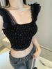 Desejo Puro Design Sexy de Bolinhas Onduladas Regata de Alça Feminina Verão Hot Girl Curta Slim Fit Emagrecedor Top Personalizado Ins