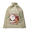 Bolsas de Arpillera Navideñas, Bolsas de Regalo para Fiestas Infantiles, Bolsas de Dulces de Lino con Cordón, Bolsas de Empaque de Regalo de Muñeco de Nieve Navideño