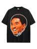 Camiseta con estampado de celebridades de baloncesto, sencilla, transfronteriza, estilo americano, vintage, lavada, holgada, de peso pesado, informal, de manga corta, moderna.