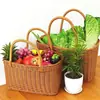 Cesta de verduras tejida, cesta de compras de supermercado, cesta de picnic portátil, cesta de frutas para el baño, cesta de mimbre para recoger al aire libre