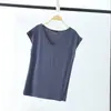 Camiseta Feminina de Manga Curta em Modal Verão Fina Decote V Sem Mangas Top Solto Tamanho Grande Colete Camisa Básica Lisa Casual