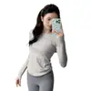 Ropa Deportiva Lu Mismo Estilo para Mujer Aspecto Adelgazante Cuello Redondo Secado Rápido Ropa de Yoga Profesional para Entrenamiento de Carrera Fitness Mangas Largas