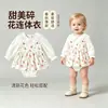 Mameluco Vestido de Manga Larga para Bebé Primavera y Otoño 2026, Mameluco Vestido de Princesa con Cuello Tipo Muñeca Floral para Bebé Niña, Vestido de Bebé 100% Algodón Clase A
