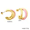 Pendientes de Esmalte Rayados de Colorido de Alta Gama de Moda Transfronteriza Europea y Americana Pendientes de Acero Inoxidable Geométricos de Botón con Personalidad de Moda