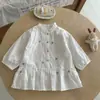 Vestido camisero para niña Ningli, blanco, nueva colección de otoño, algodón bordado, transpirable, hermoso vestido de princesa