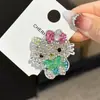 Coreia do Sul Indústria Pesada Cristal Rosa Gato Kt Grampo de Cabelo Menina Fofa Coração Franja Cabelo Quebrado Presilha Lateral Presilha de Bico Acessório de Cabeça Mulheres