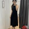 Vestido Feminino 23 Outono Novo Algodão Misturado Tricot Canelado Cintura Slim Sem Mangas 462605