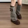 Botas altas de estilo británico con plataforma gruesa y que aumentan la altura para mujer, nueva colección otoño 2026, versátiles y elegantes, adecuadas para mujeres menudas, botas hasta la rodilla