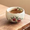 Taza de cerámica Luohan de nueve melocotones pastel de horno Ru, taza de té de kung fu, taza maestra personal, taza de degustación de té de boca ancha de gran capacidad