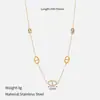 Collar transfronterizo de acero de titanio con nariz de cerdo y diamantes completos, colgante clásico de doble letra D de acero inoxidable bañado en oro de 18k, cadena de clavícula de moda