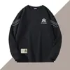 Moletom de manga comprida moda casual versátil camisa base sweatshirt masculina moderna com gola redonda estampa, novo produto de primavera e outono, folgado e grosso