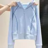 Sudadera con Capucha y Cremallera de Rayas en Colores Contrastantes para Mujer, Nuevo Estilo de Principios de Otoño con Bolsillo Único con Costuras, Chaqueta de Moda