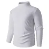 2026 Novo Suéter Térmico Masculino de Cor Pura Escovado em Ambos os Lados, Aquecimento de Temperatura Constante, Camiseta Base Masculina de Gola Alta Meio