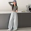 Pantalones de Niña Estilo Primavera y Otoño Niños Grandes Estilo Callejero Pantalones de Pierna Ancha Pantalones Casuales de Niña Estudiantes de Secundaria Súper Atractivos Pantalones Deportivos de Punto