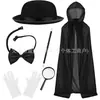 Conjunto Temático Clássico de Mágico Lincoln Chapéu Alto e Capa 15cm de Altura Conjunto Completo para Festa Cosplay Performance de Palco